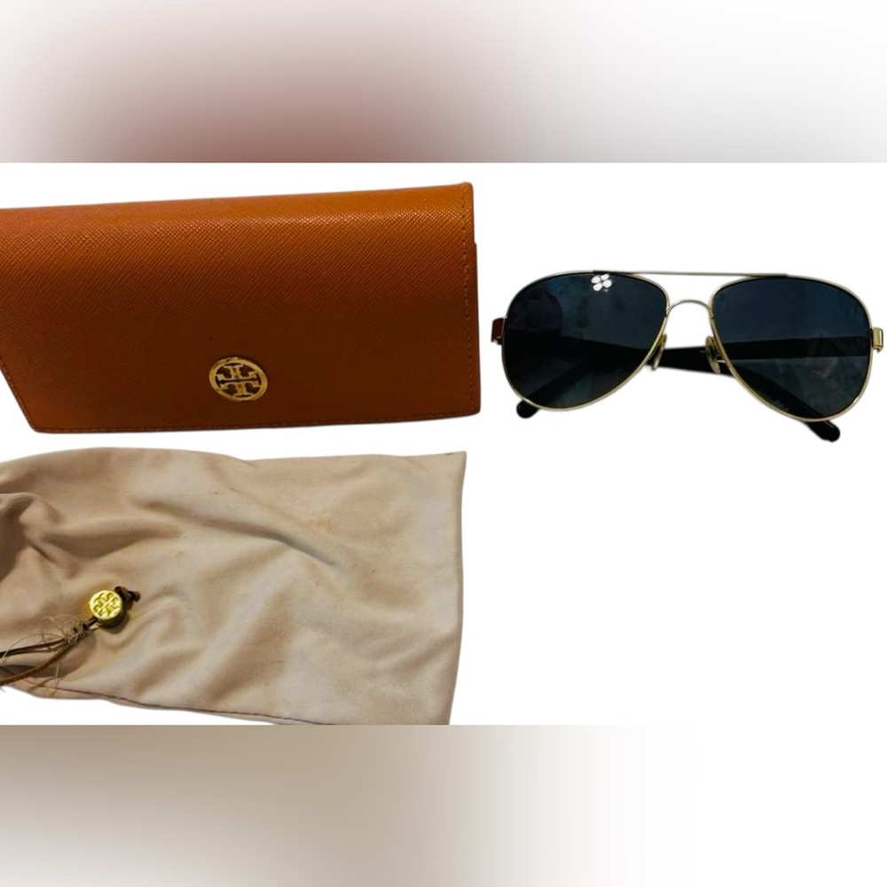 Tory Burch Gold Aviator Sunglasses with Case - Picture 5 of 7